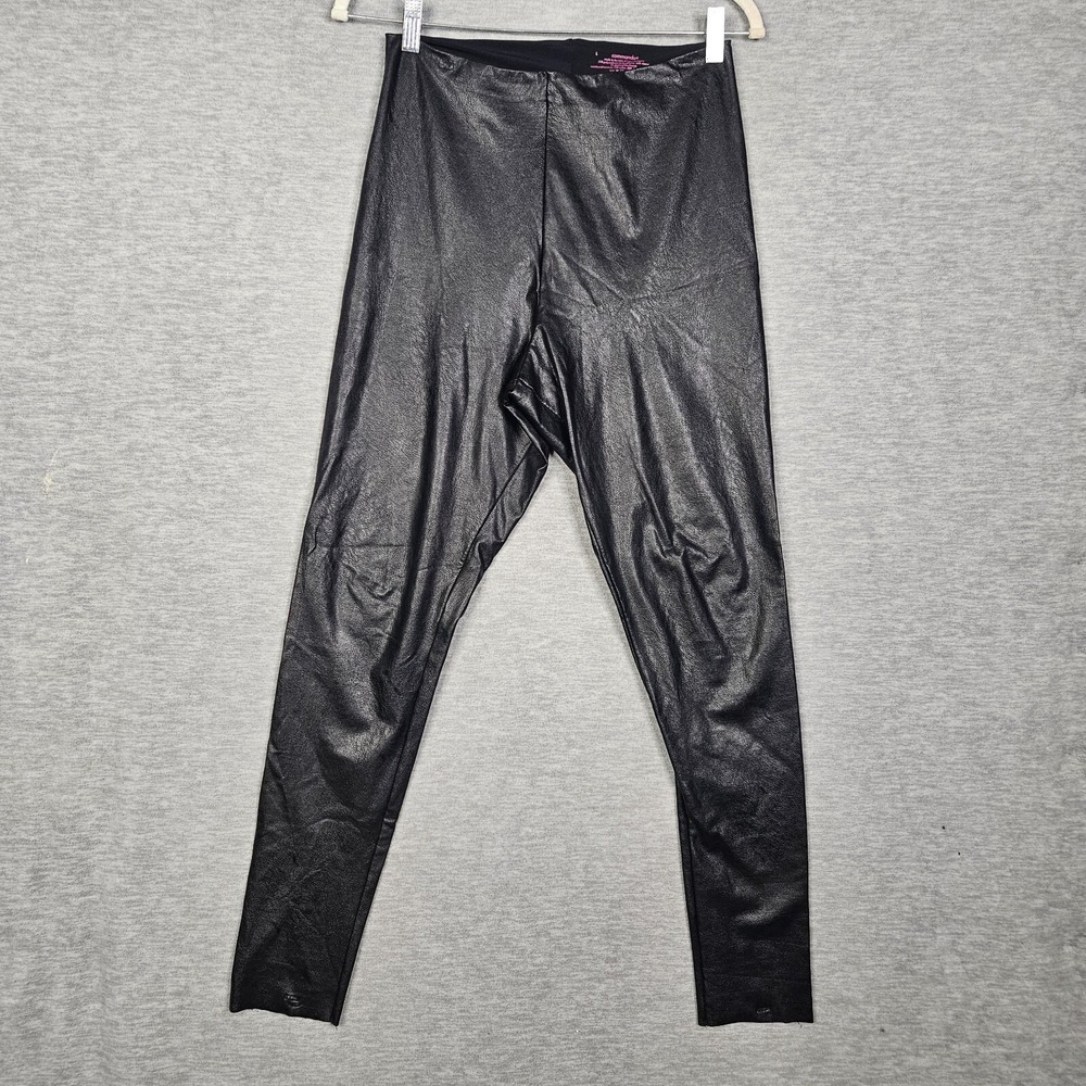 Commando Women's Black High-Rise Skinny Faux Leather Pull-on Leggings Size  L